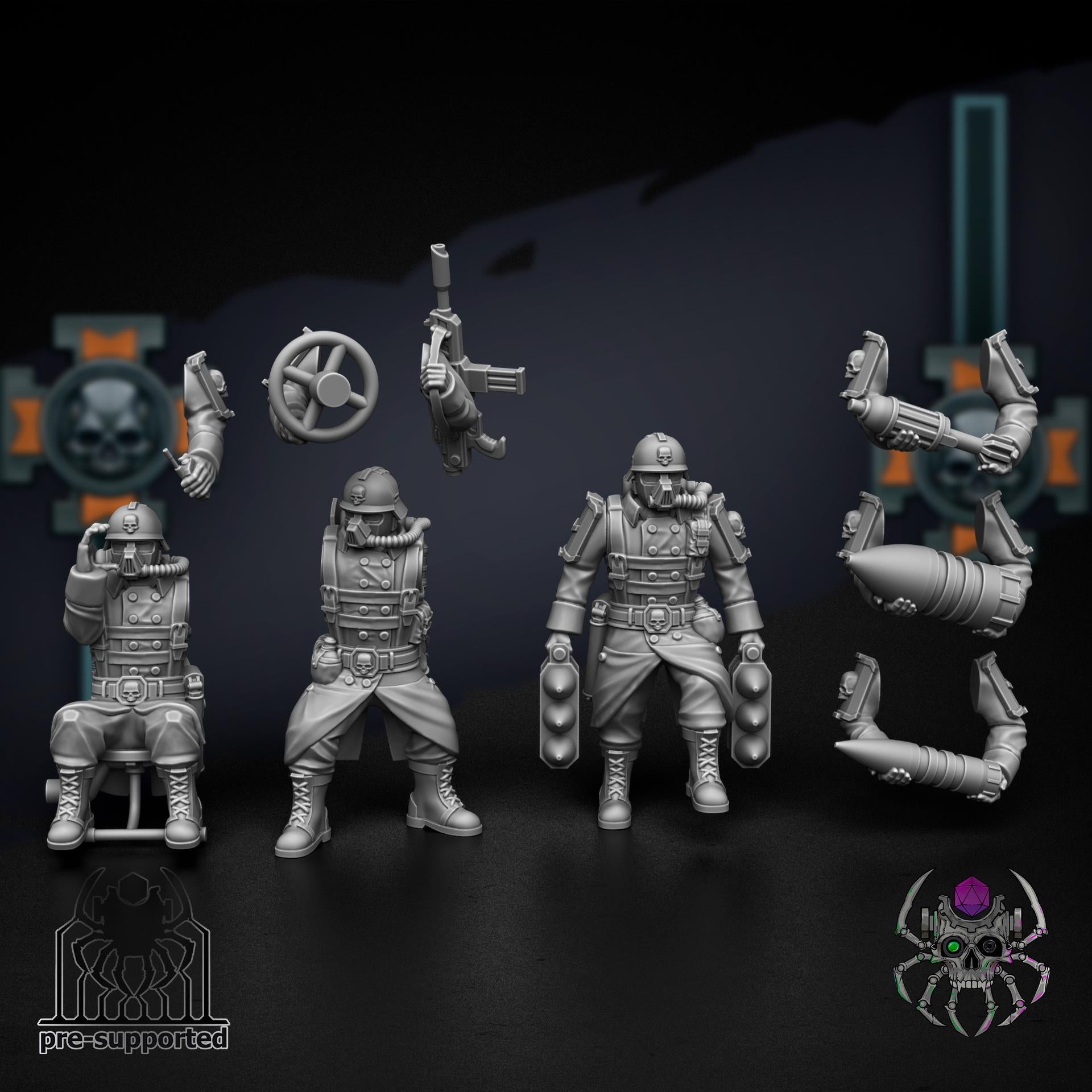 Korps Of Ashes - Heavy Fire Support Team | EightLegs Miniatures | Wargaming | Tabletop | Minifigure | Grimdark compatible