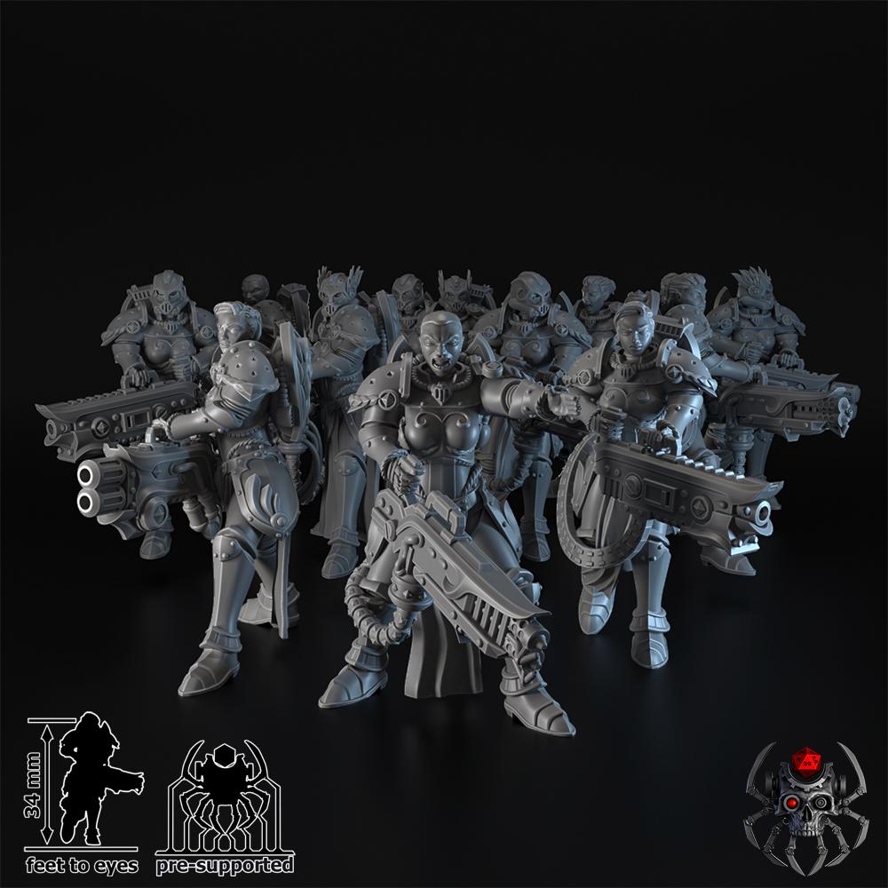 Widows of Retribution Heavy Weapon Squad | EightLegs Miniatures | OPR compatible