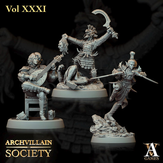 Archvillain Games : Archvillain Society Vol. XXXI | 3D printed miniatures |Tabletop Games 32 mm | Dungeons and Dragons | Wargame | RPG