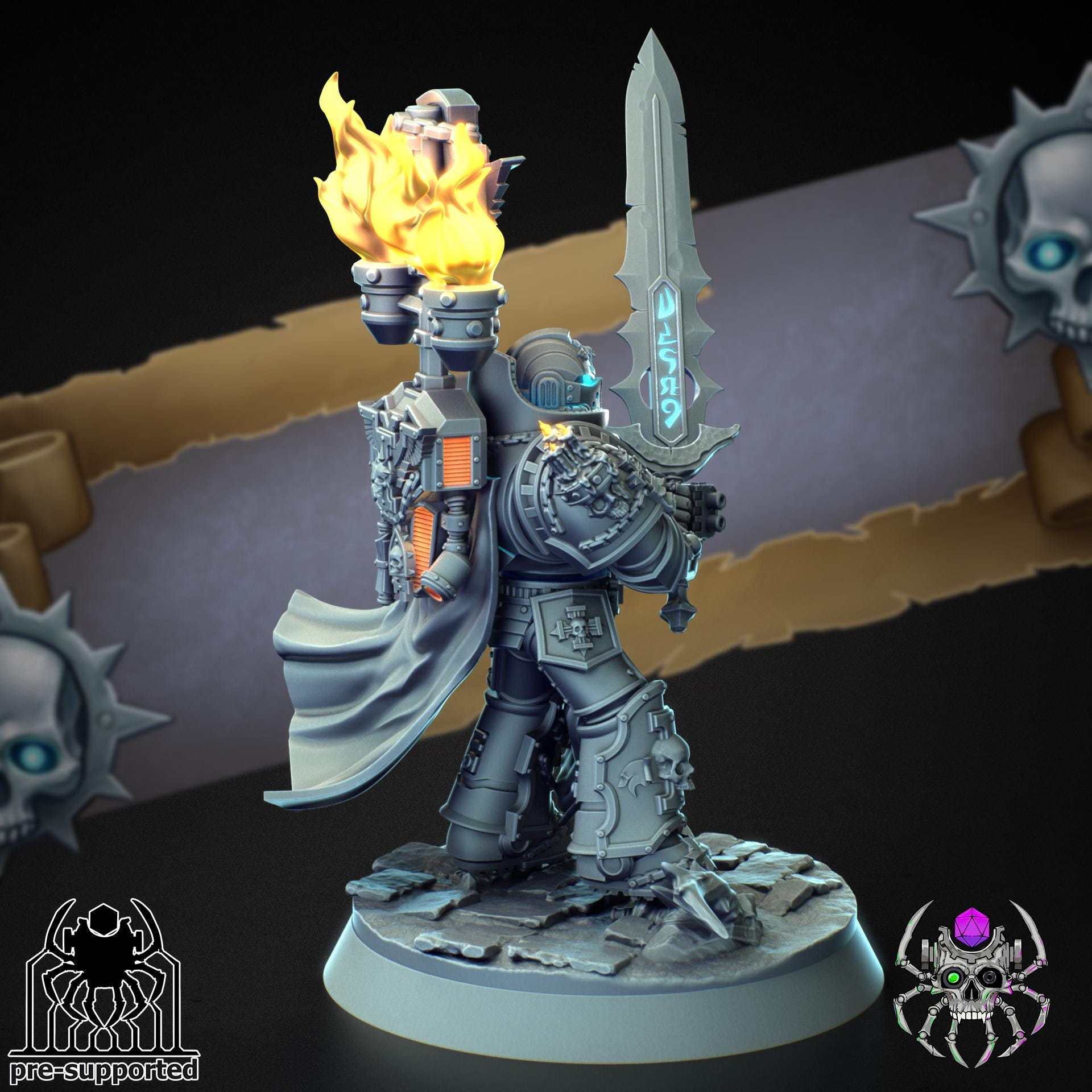 The High Warden of Demon Hunters | EightLegs Miniatures | Wargaming | Tabletop game | 3D printed miniature | OPR compatible