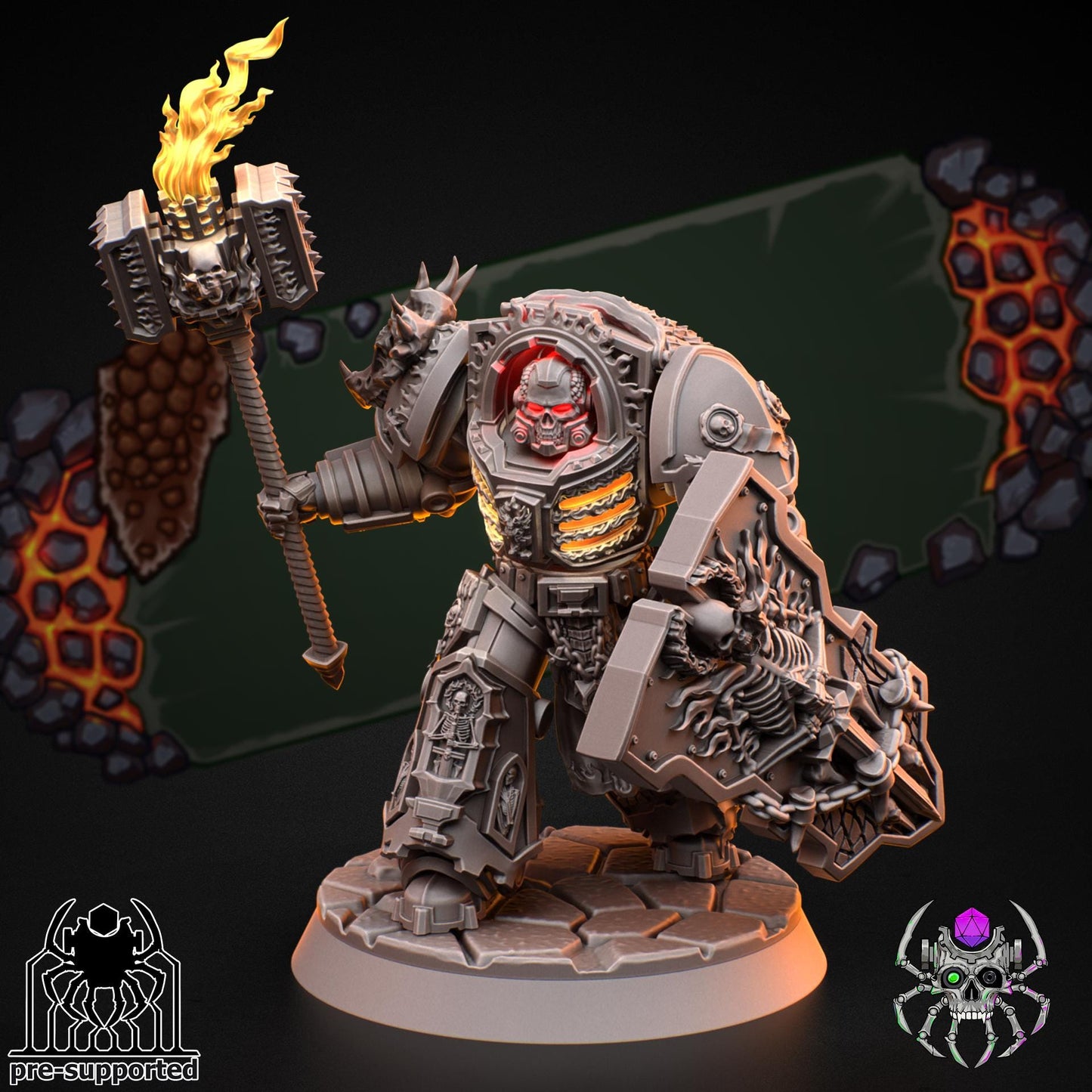 Flame Lizards Heavy Armor Prelate | EightLegsMiniatures | 3D printed miniatures | Wargaming | Tabletop | Minifigure | Grimdark compatible