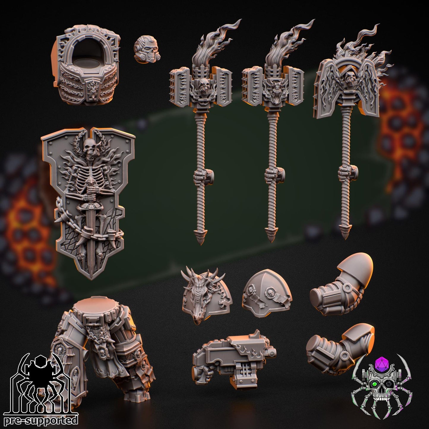 Flame Lizards Heavy Armor Prelate | EightLegsMiniatures | 3D printed miniatures | Wargaming | Tabletop | Minifigure | Grimdark compatible