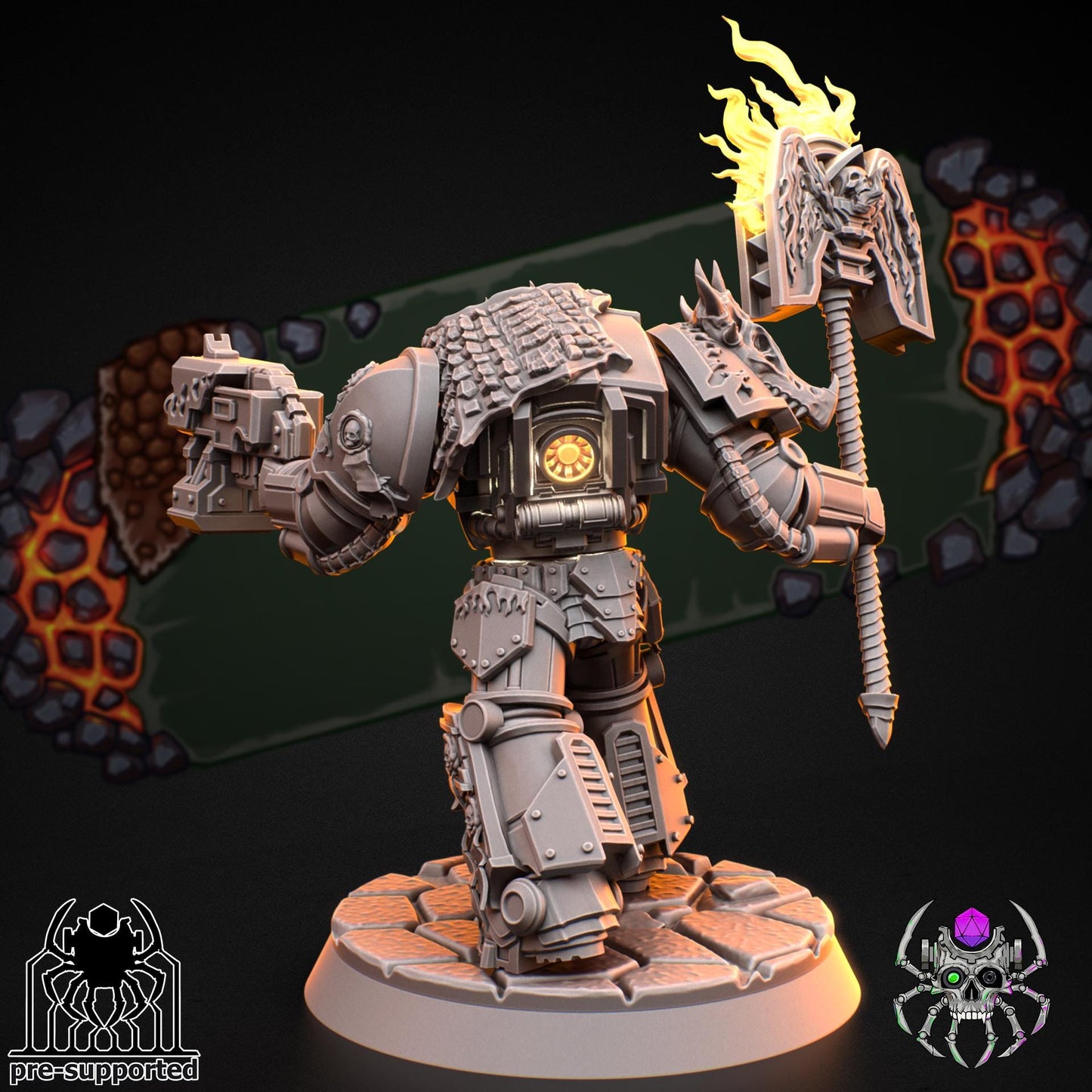 Flame Lizards Heavy Armor Prelate | EightLegsMiniatures | 3D printed miniatures | Wargaming | Tabletop | Minifigure | Grimdark compatible