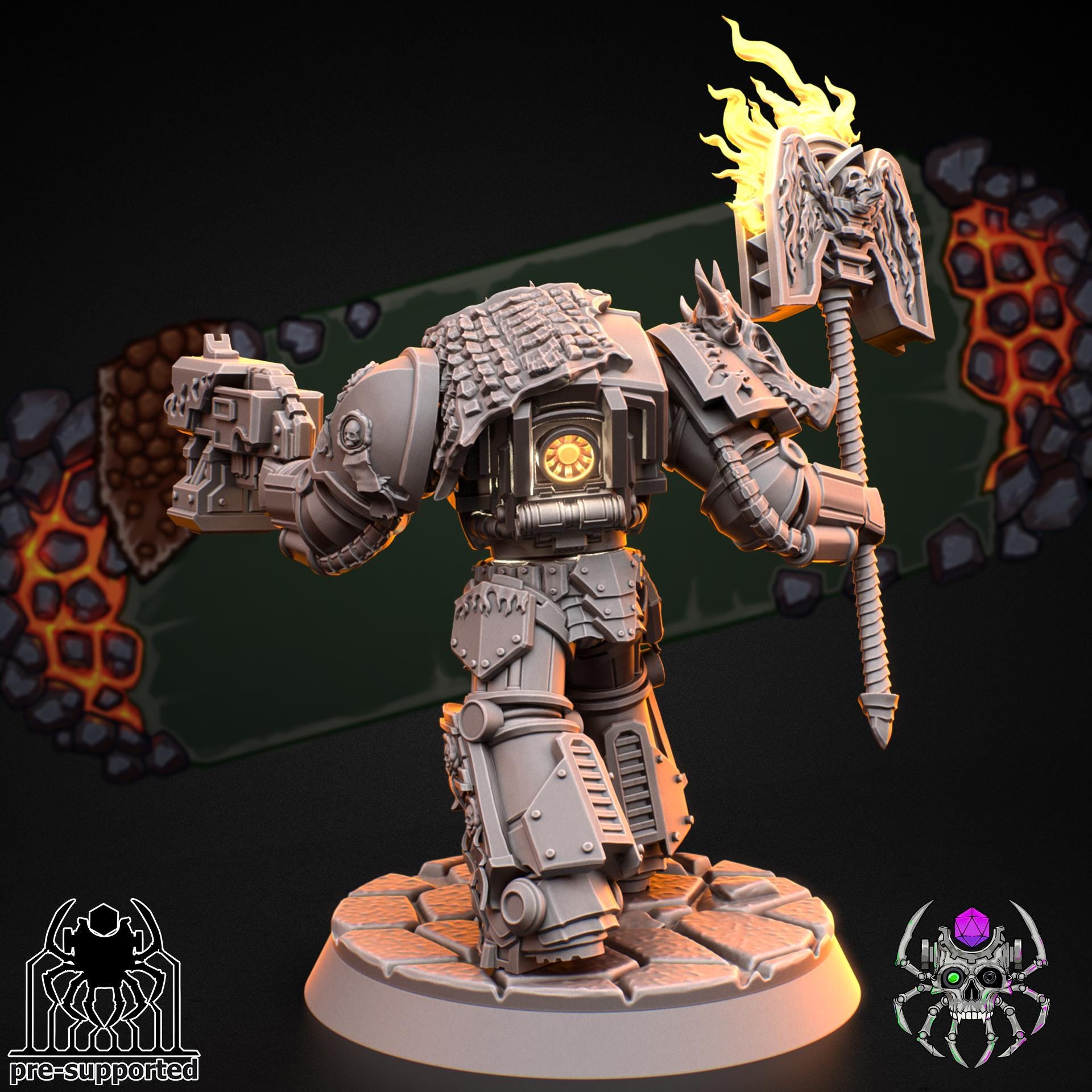 Flame Lizards Heavy Armor Prelate | EightLegsMiniatures | 3D printed miniatures | Wargaming | Tabletop | Minifigure | Grimdark compatible