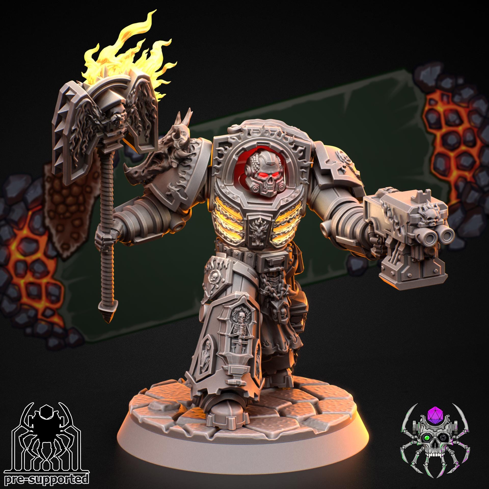 Flame Lizards Heavy Armor Prelate | EightLegsMiniatures | 3D printed miniatures | Wargaming | Tabletop | Minifigure | Grimdark compatible