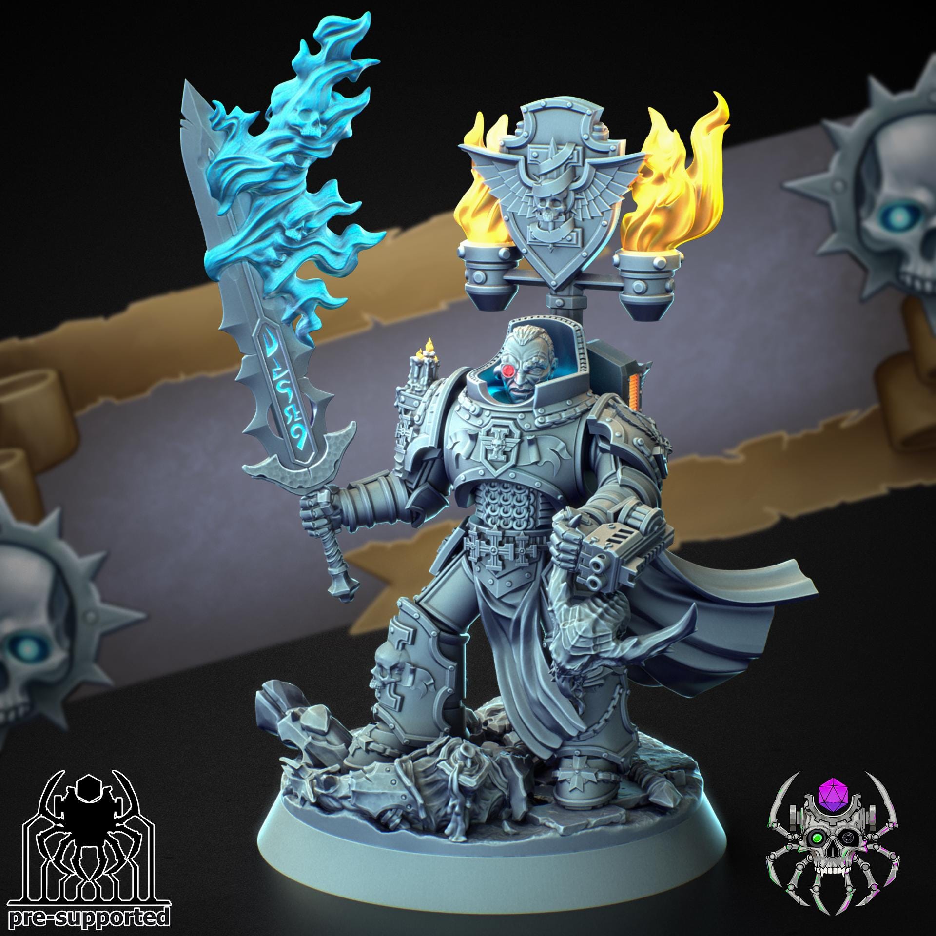 The High Warden of Demon Hunters | EightLegs Miniatures | Wargaming | Tabletop game | 3D printed miniature | OPR compatible