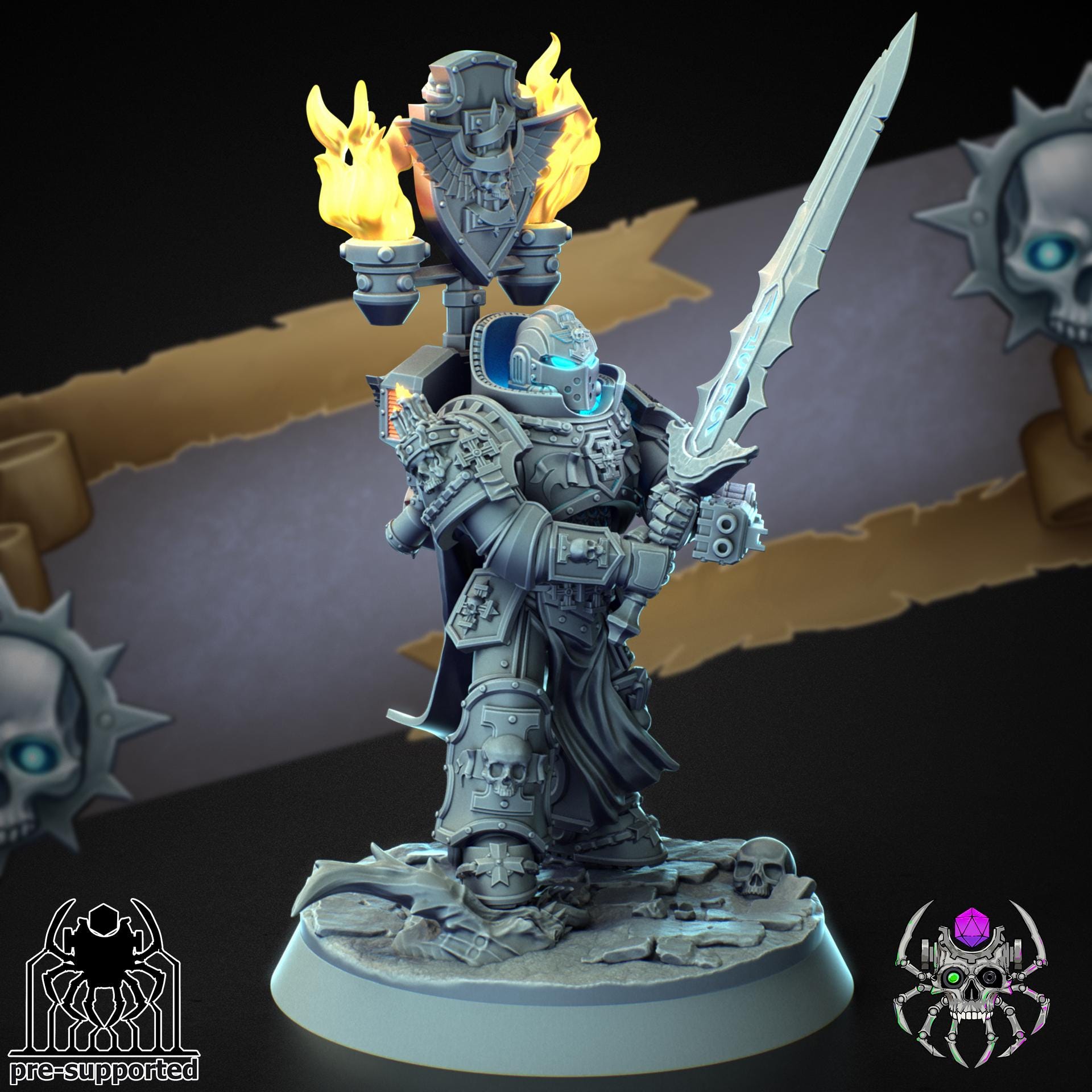The High Warden of Demon Hunters | EightLegs Miniatures | Wargaming | Tabletop game | 3D printed miniature | OPR compatible