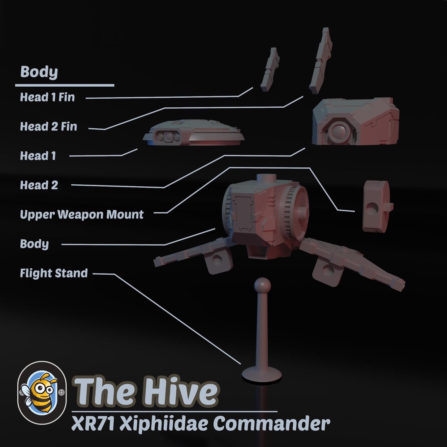 XR71 Xiphiidae Commander | Hivemind minis | Tabletop game | Wargame | 3D Printed miniatures