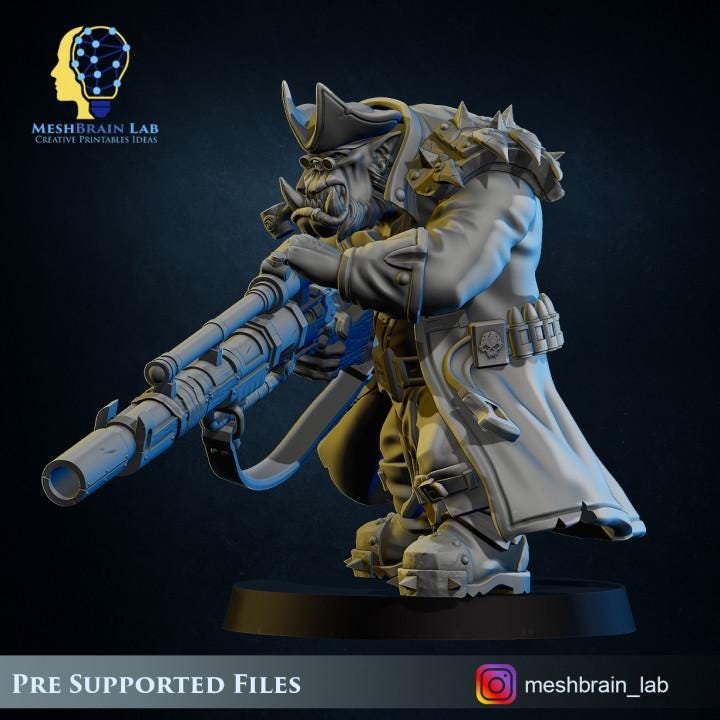 Pirate Ork Sniper | Imperitum Art | Wargaming | Tabletop | Minifigure |28mm scale| 32mm scale | Grimdark compatible