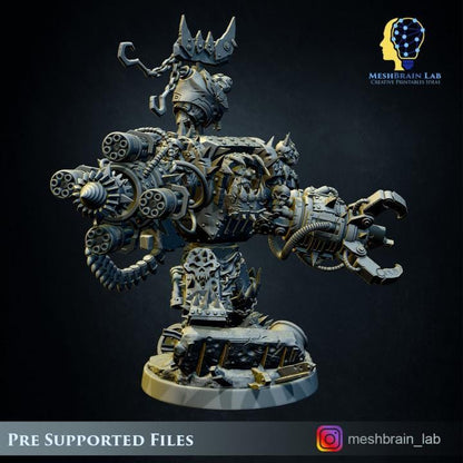 Ork Warlord Gutkan Bonesmasha | Meshbrain Lab | Wargaming | Tabletop | Minifigure | 28mm scale | 32mm scale | Grimdark compatible