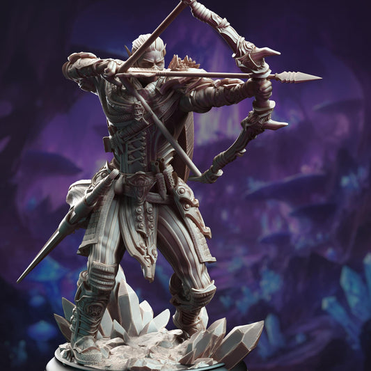 Drow Ranger of the Underdark - Indua'ne Viverik | 3D printed miniature | Tabletop Games | Dungeons and Dragons | Wargaming