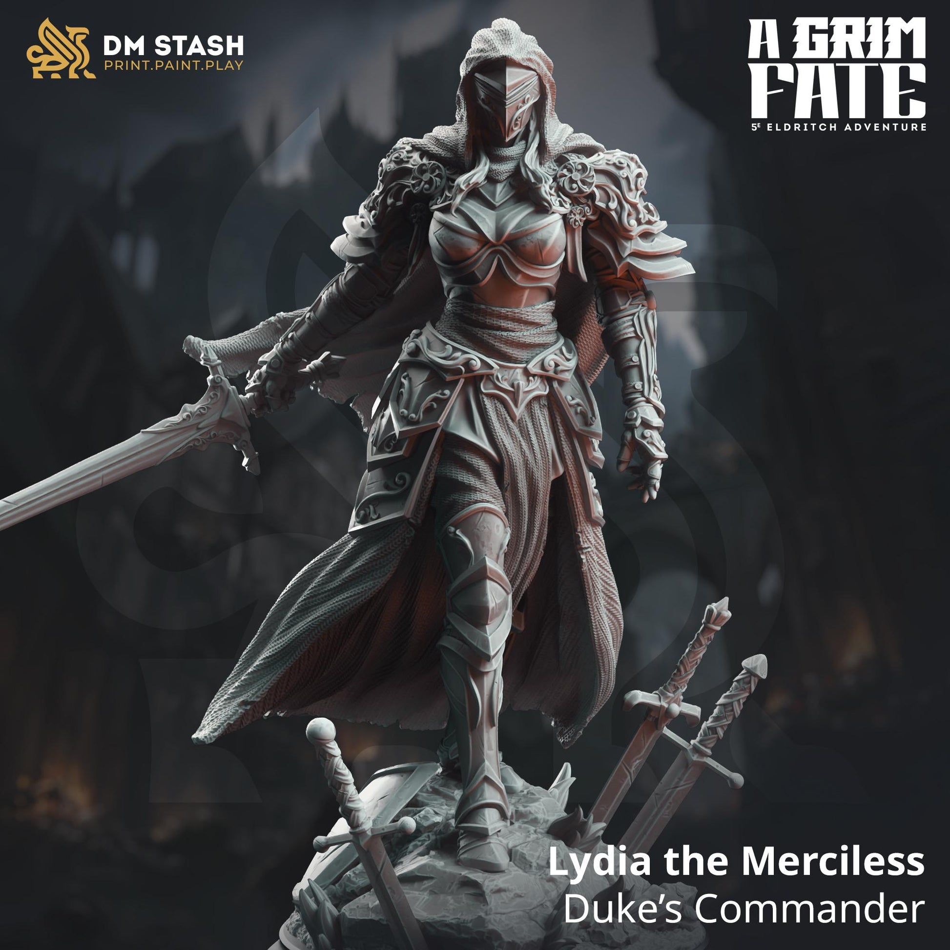 Male Human Knight - Lydia | Painting | 3D printed | D&D | Dungeons and Dragons | Gift | RPG | Tabletop | Wargaming | 32mm | DM Stash