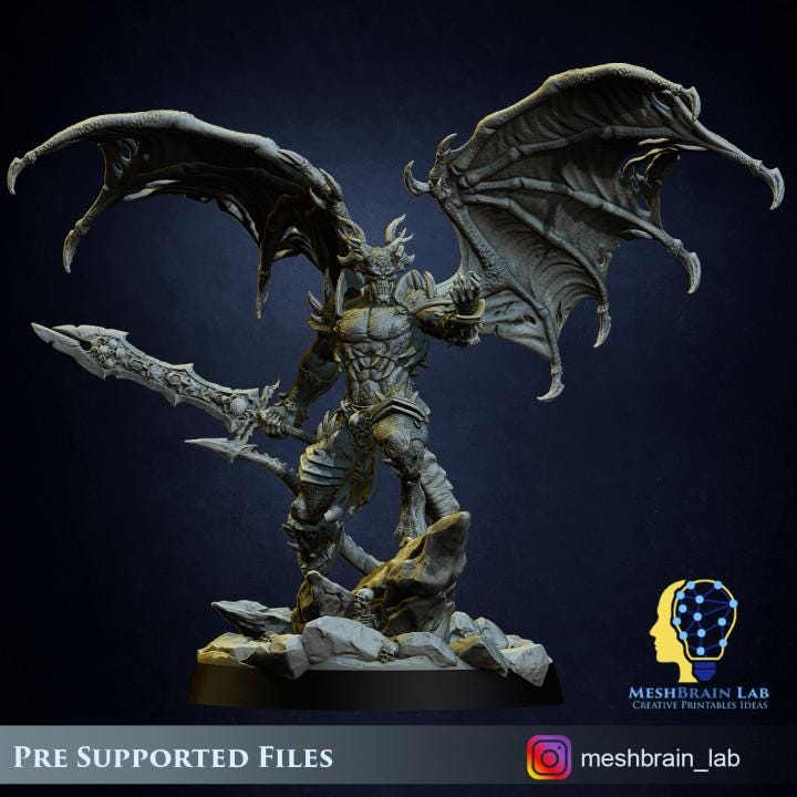 Aamon the Demon lord of the Abyss for Wargaming - Tabletop game - 3D printed Miniature proxy - OPR compatible