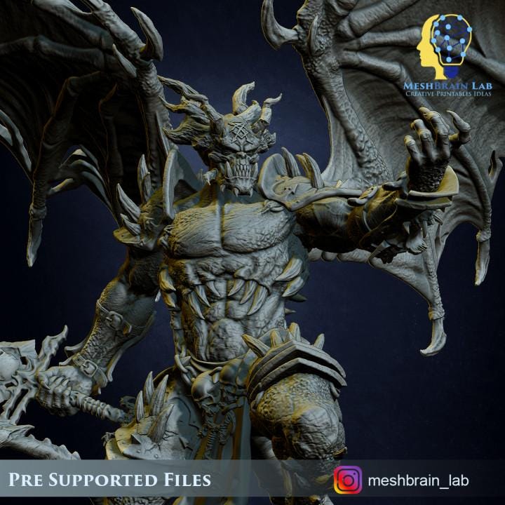 Aamon the Demon lord of the Abyss for Wargaming - Tabletop game - 3D printed Miniature proxy - OPR compatible