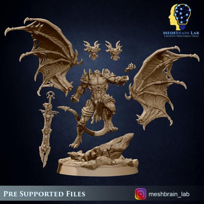 Aamon the Demon lord of the Abyss for Wargaming - Tabletop game - 3D printed Miniature proxy - OPR compatible