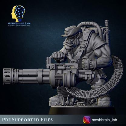 Ork Commando With Minigun | Wargaming | Tabletop | 3D printed miniature | OPR compatible