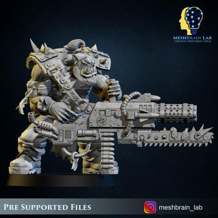 Pirate Ork with Big Bada Boom weapon | Wargaming | Tabletop | 3D printed miniature | OPR compatible