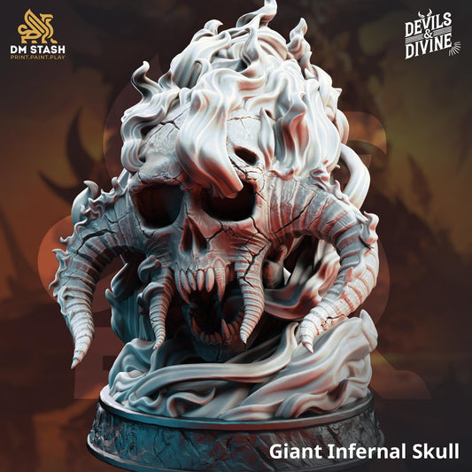 Giant Flaming Infernal Skull | 3D printed miniature | Tabletop Games | Dungeons and Dragons | Wargaming