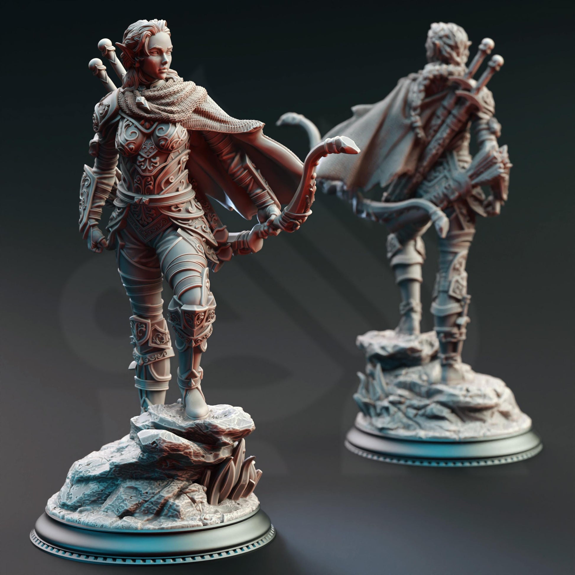 Elf Hellspawn Hunter Ranger - Virana | 3D printed miniature | Tabletop Games | Dungeons and Dragons | Wargaming