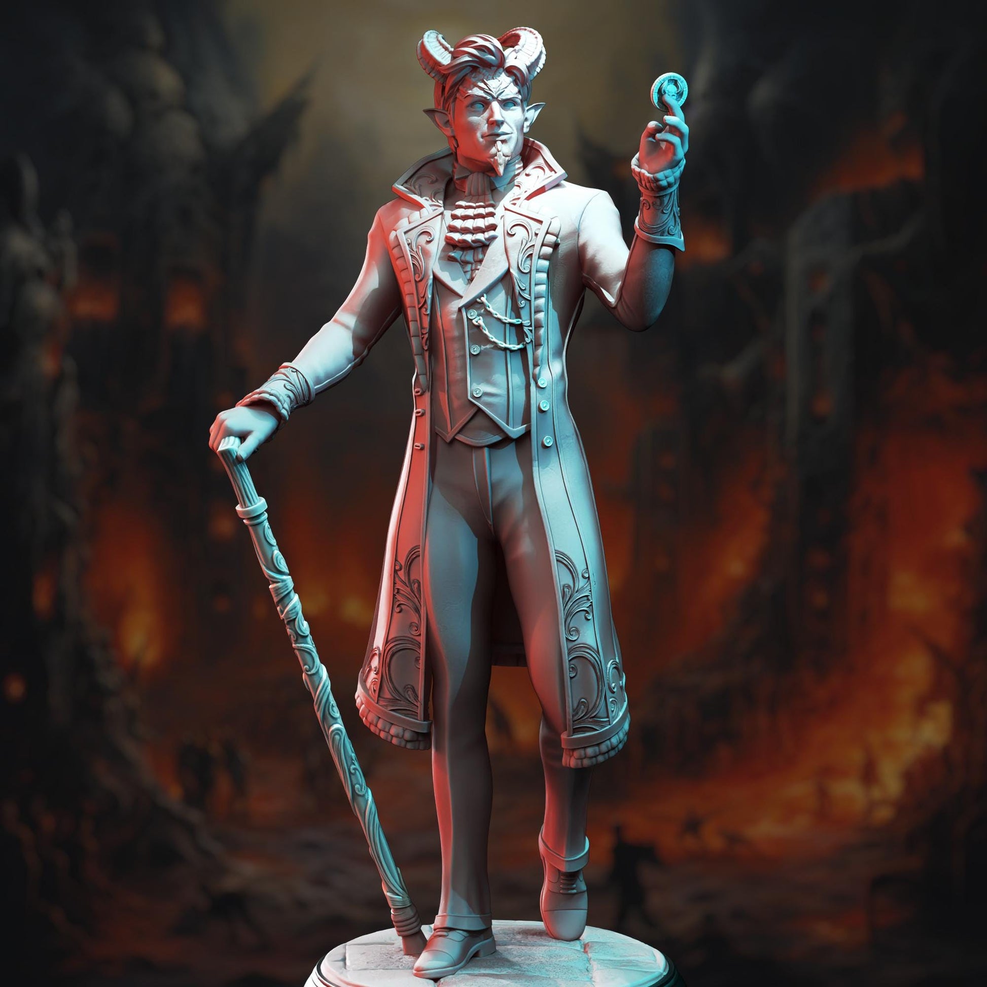 Tiefling Devil Dealer Xarvir | Painting | 3D printed miniature | Tabletop Games | Dungeons and Dragons | Wargaming