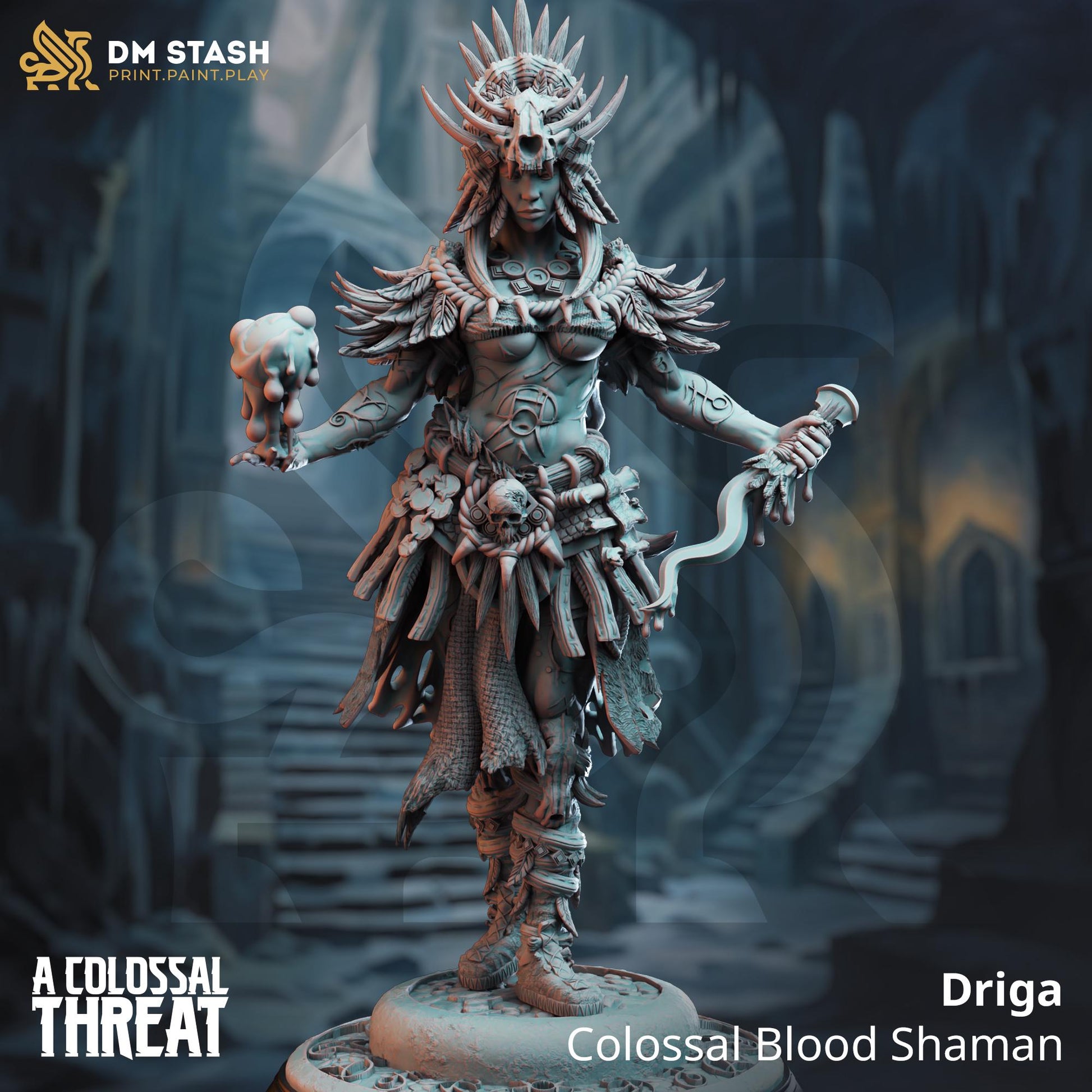 Female Shaman Priestess Driga | Painting | 3D printed | D&D | Dungeons and Dragons | Gift | RPG | Tabletop | Wargaming | 32mm | DM Stash
