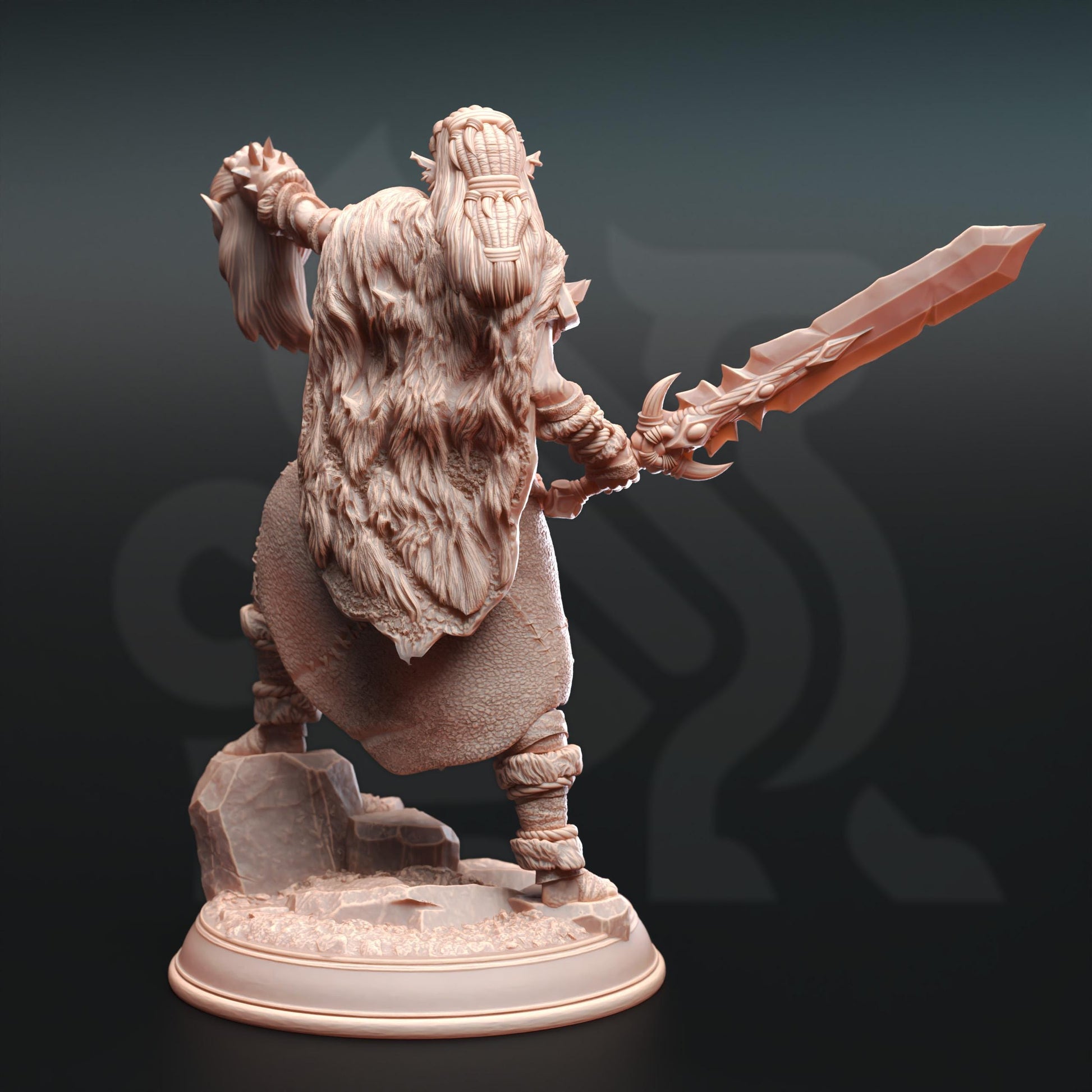 Female Ork Figther Brakaza | Painting | 3D printed | D&D | Dungeons and Dragons | Gift | RPG | Tabletop | Wargaming | 32mm | DM Stash