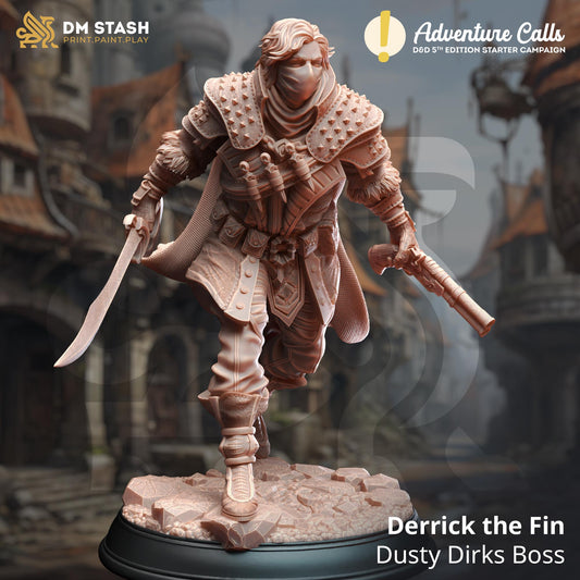 Male Human Assasin Derrick the Fin| Painting | 3D printed | D&D | Dungeons and Dragons Gift | RPG | Tabletop | Wargaming | 32mm | DM Stash