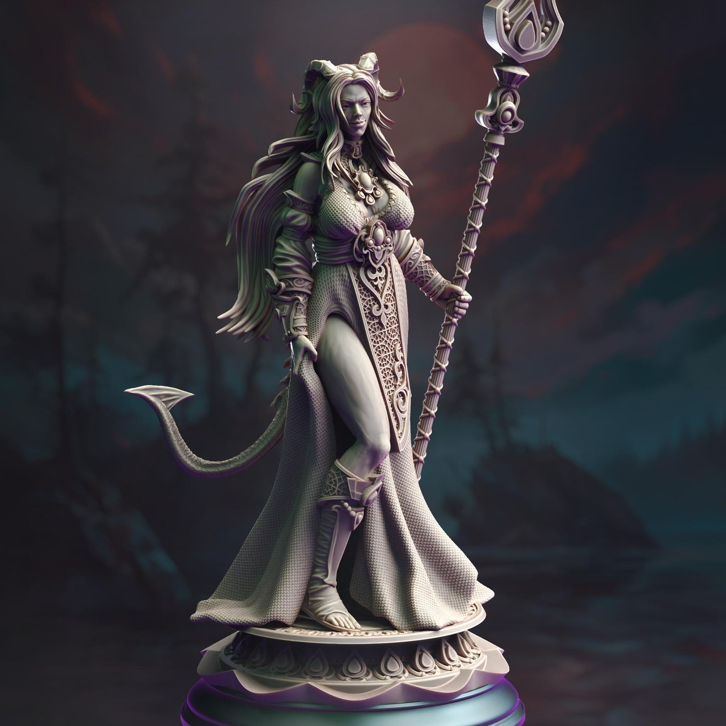 Tiefling Moon Cleric - Tharia Moonshadow | DM Stash | D&D | Dungeons Dragons | Pathfinder | Wargaming | TTRPG