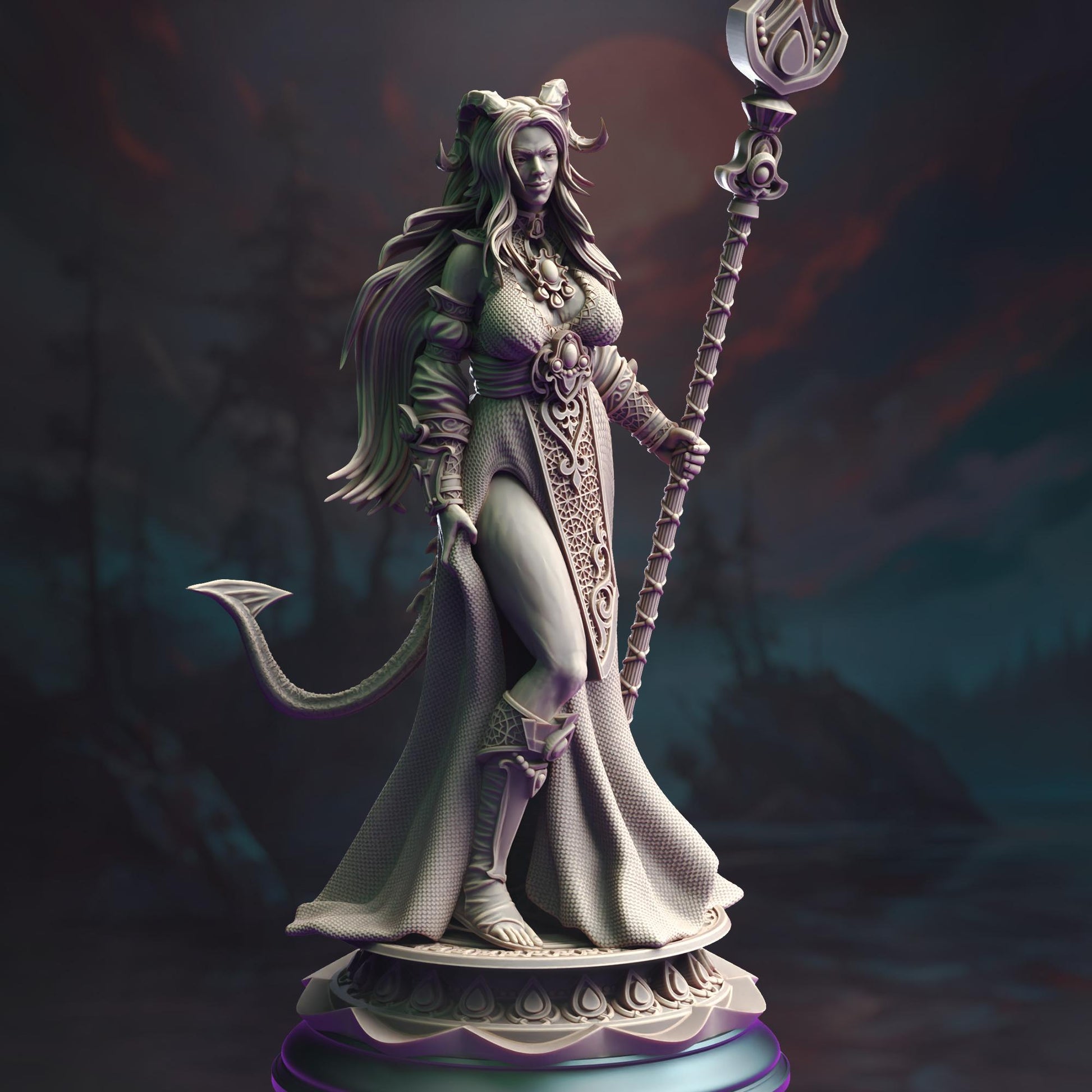 Tiefling Moon Cleric - Tharia Moonshadow | DM Stash | D&D | Dungeons Dragons | Pathfinder | Wargaming | TTRPG