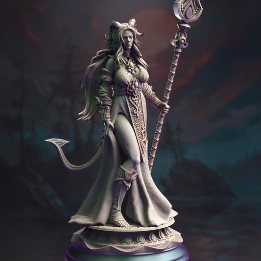 Tiefling Moon Cleric - Tharia Moonshadow | DM Stash | D&D | Dungeons Dragons | Pathfinder | Wargaming | TTRPG