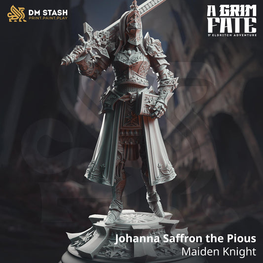 Male Human Knight - Johanna Saffron | Painting | 3D printed | D&D | Dungeons and Dragons | Gift | RPG | Tabletop | Wargaming | 32mm