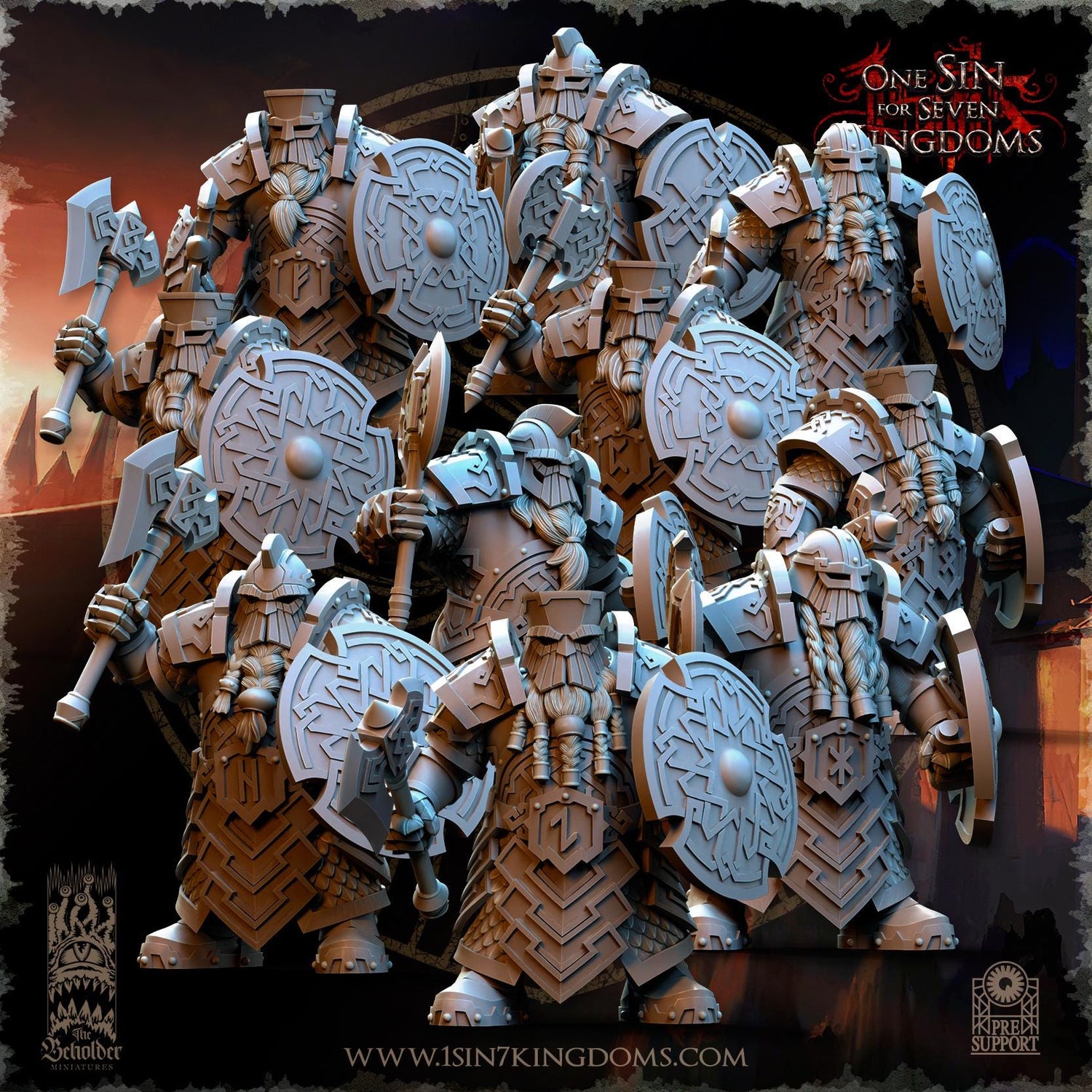 Dwarven Kingdoms Ironheads Warriors | 3D printed miniatures | Tabletop Games 32 mm | Dungeons and Dragons | Wargame | RPG