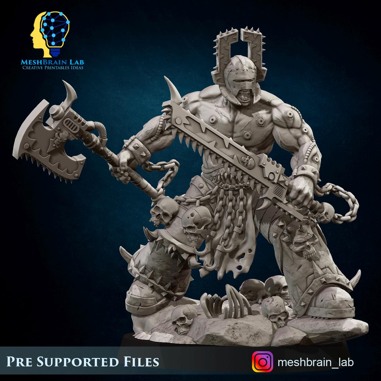 Chaos Berzerker Champion | Wargaming | Tabletop | 3D printed miniature | OPR compatible