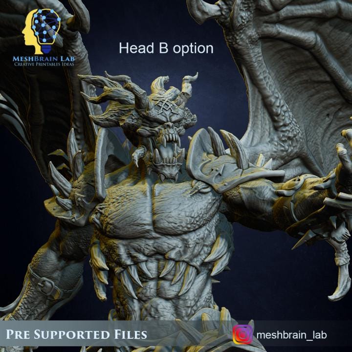 Aamon the Demon lord of the Abyss for Wargaming - Tabletop game - 3D printed Miniature proxy - OPR compatible