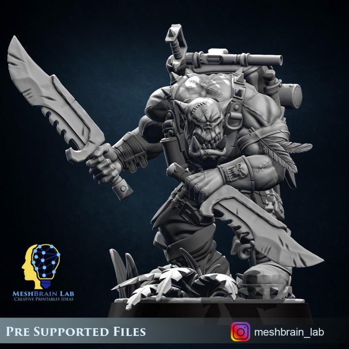 Ork Commando Slayer | Wargaming | Tabletop | 3D printed miniature | OPR compatible