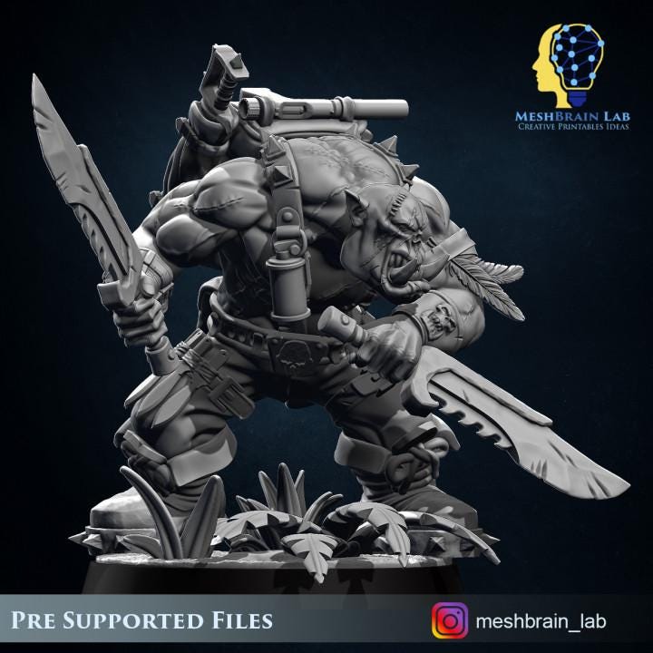 Ork Commando Slayer | Wargaming | Tabletop | 3D printed miniature | OPR compatible