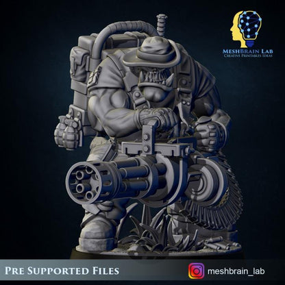 Ork Commando With Minigun | Wargaming | Tabletop | 3D printed miniature | OPR compatible