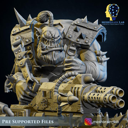 Pirate Ork with Big Bada Boom weapon | Wargaming | Tabletop | 3D printed miniature | OPR compatible