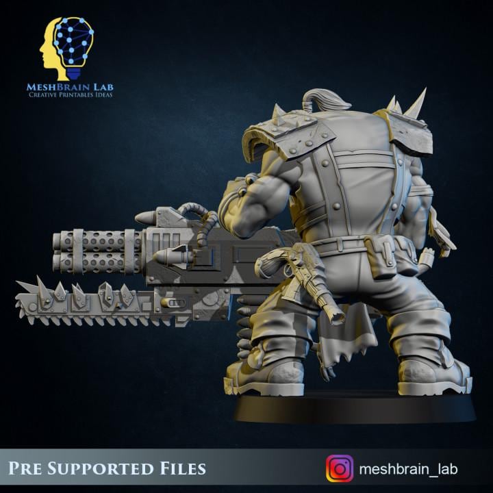 Pirate Ork with Big Bada Boom weapon | Wargaming | Tabletop | 3D printed miniature | OPR compatible