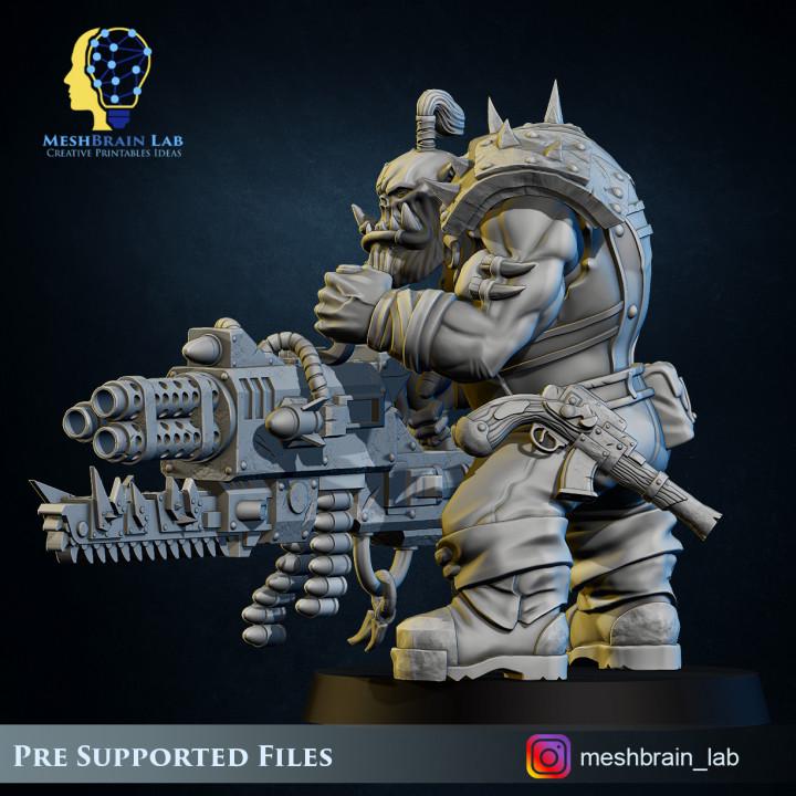 Pirate Ork with Big Bada Boom weapon | Wargaming | Tabletop | 3D printed miniature | OPR compatible