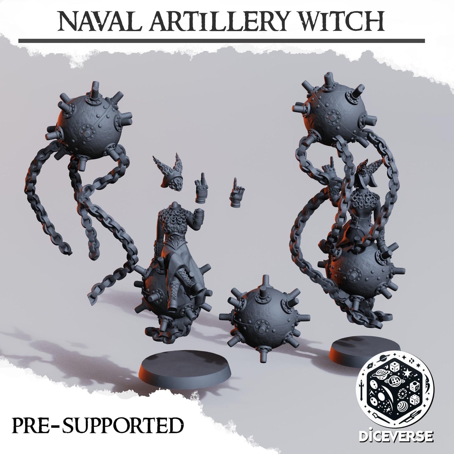 Naval Artillery Witch | Wargaming | Tabletop | 3D printed miniature | Trench Crusade compatible |" Pilgrim