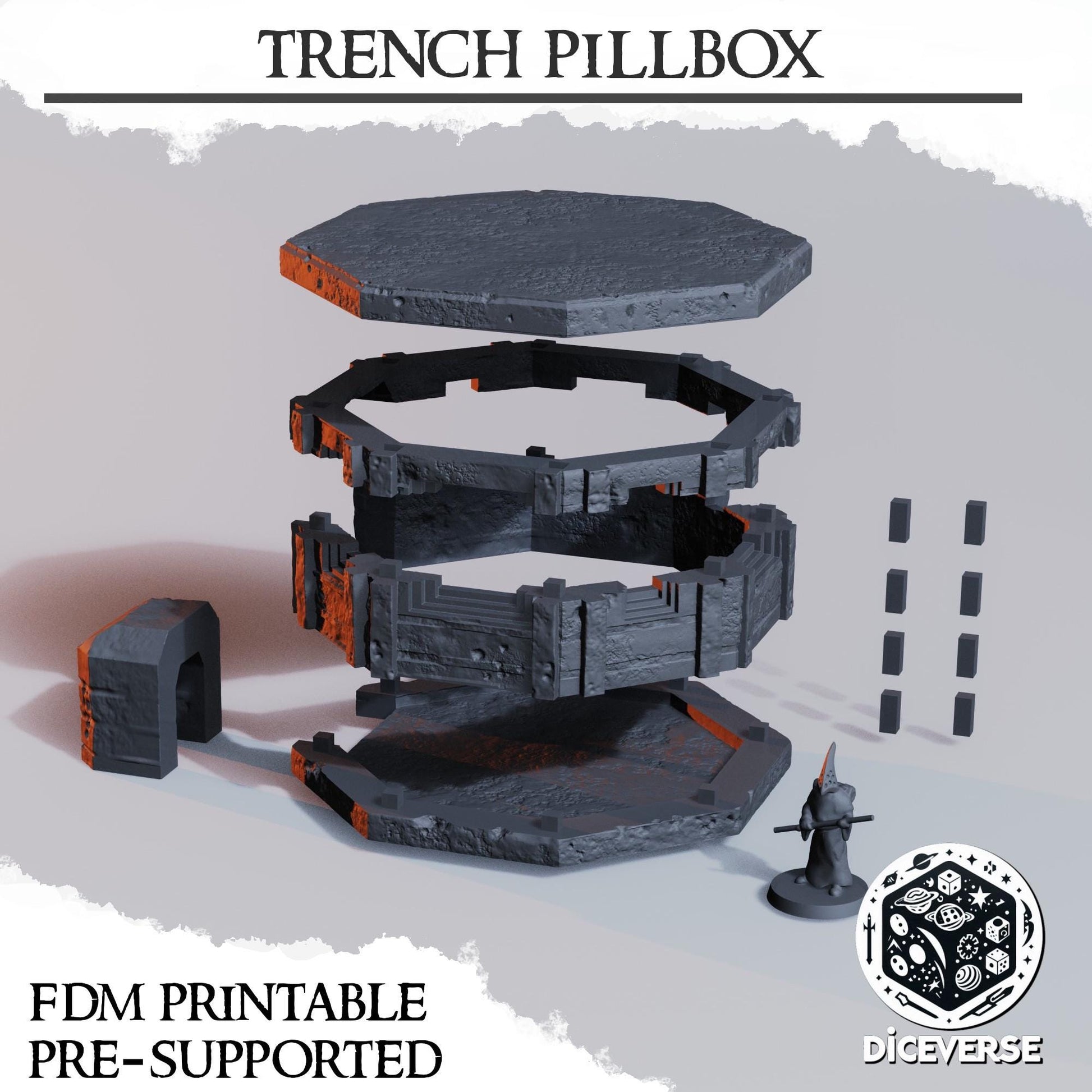 Pillbox | Wargaming | Tabletop | 3D printed miniature | Trench Crusade compatible | Pilgrim