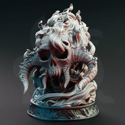 Giant Flaming Infernal Skull | 3D printed miniature | Tabletop Games | Dungeons and Dragons | Wargaming
