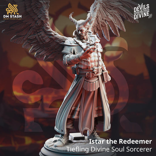 Tiefling Divine Soul Sorcerer - Istar the Redeemer | 3D printed miniature | Tabletop Games | Dungeons and Dragons | Wargaming