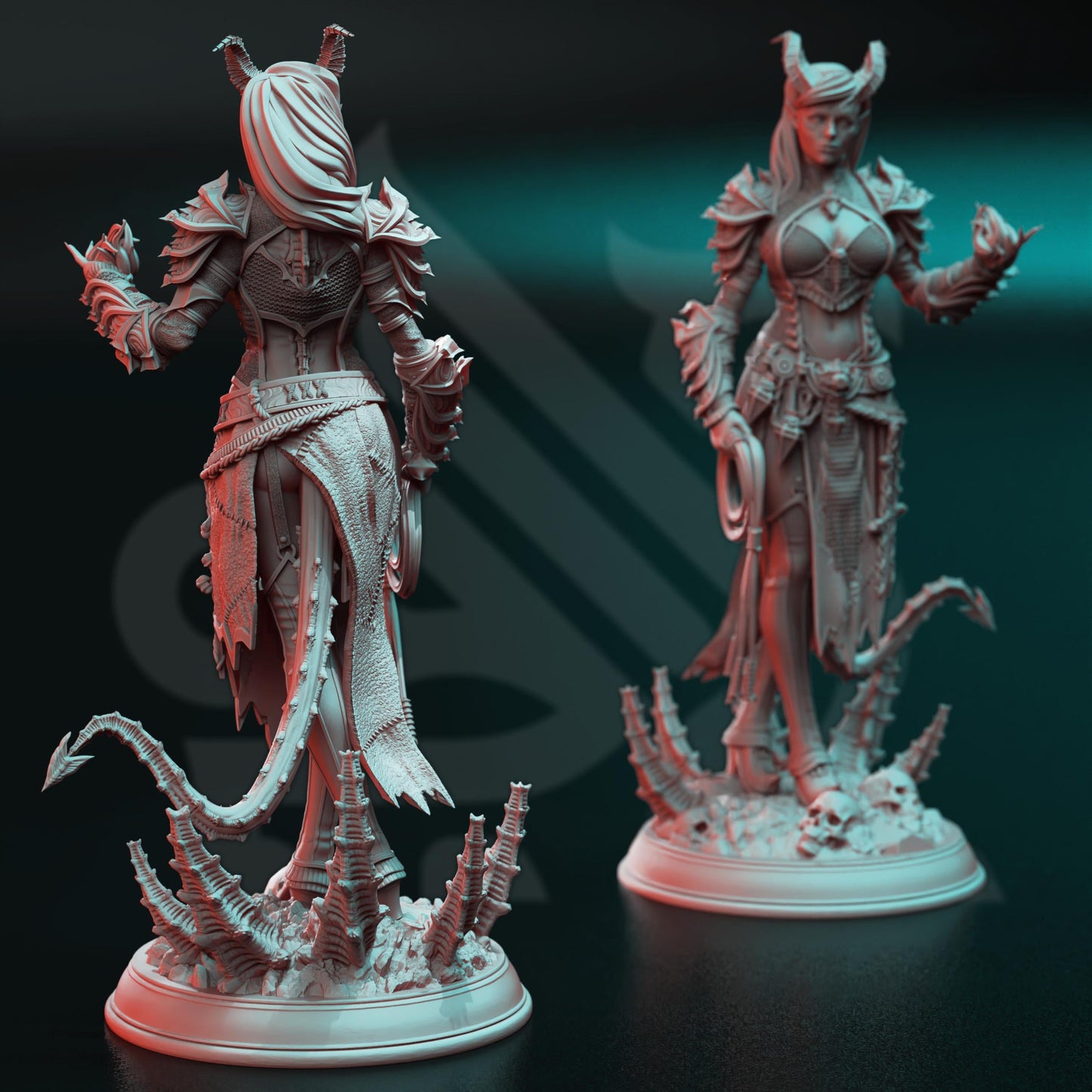 Tiefling Fiend Warlock - Skardi of the Third | 3D printed miniature | Tabletop Games | Dungeons and Dragons | Wargaming