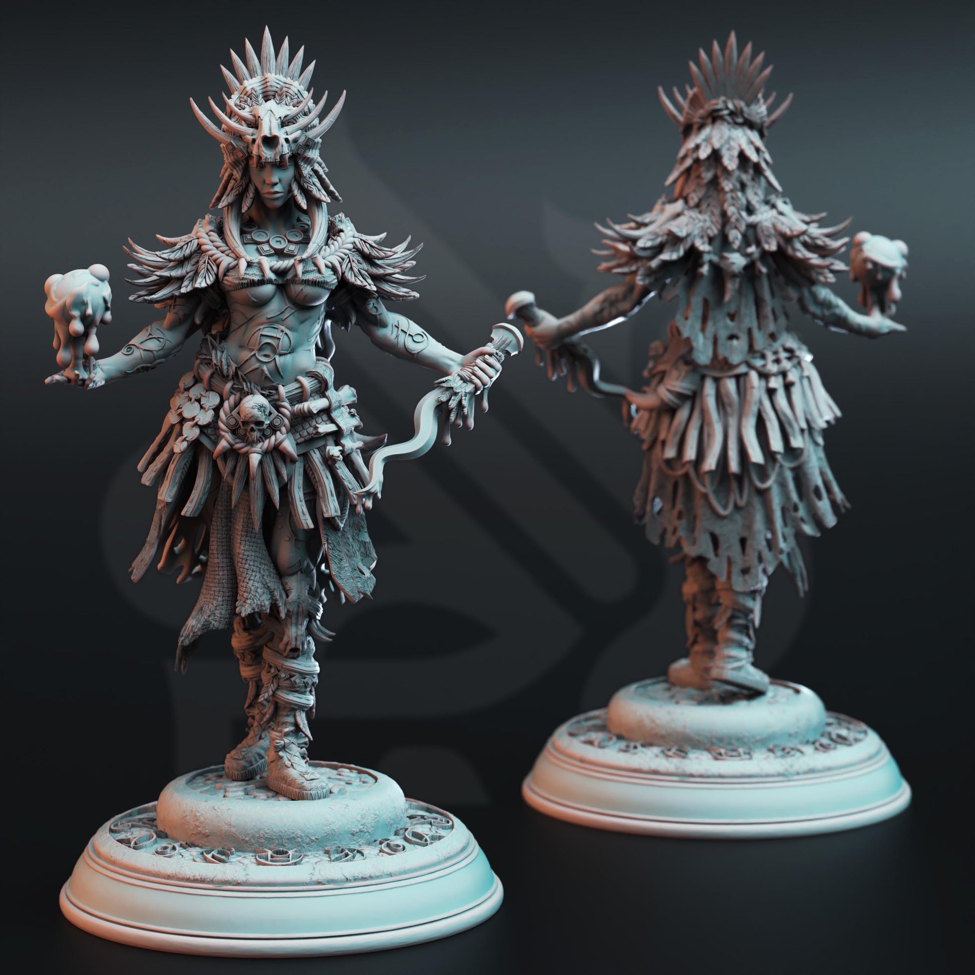 Female Shaman Priestess Driga | Painting | 3D printed | D&D | Dungeons and Dragons | Gift | RPG | Tabletop | Wargaming | 32mm | DM Stash