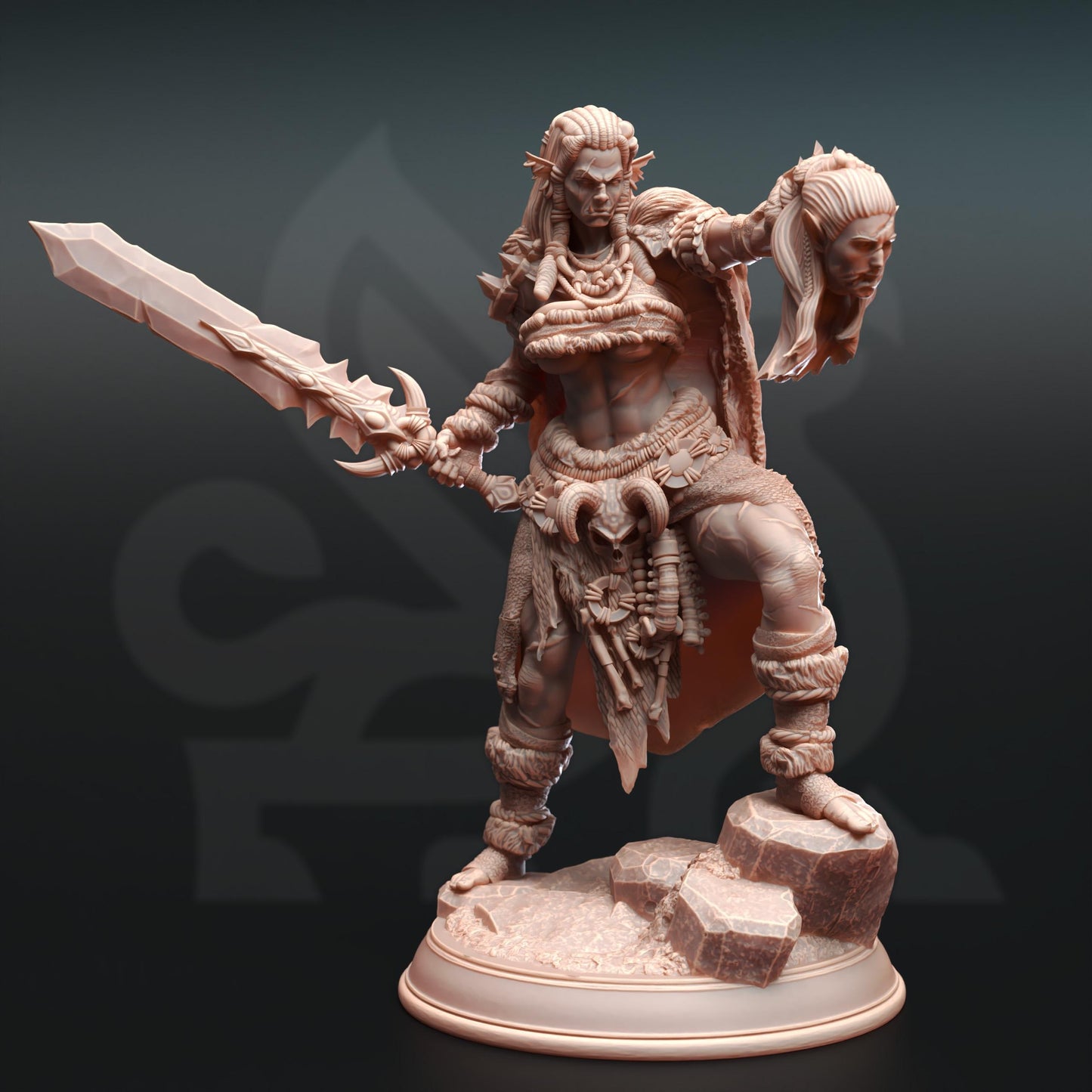 Female Ork Figther Brakaza | Painting | 3D printed | D&D | Dungeons and Dragons | Gift | RPG | Tabletop | Wargaming | 32mm | DM Stash
