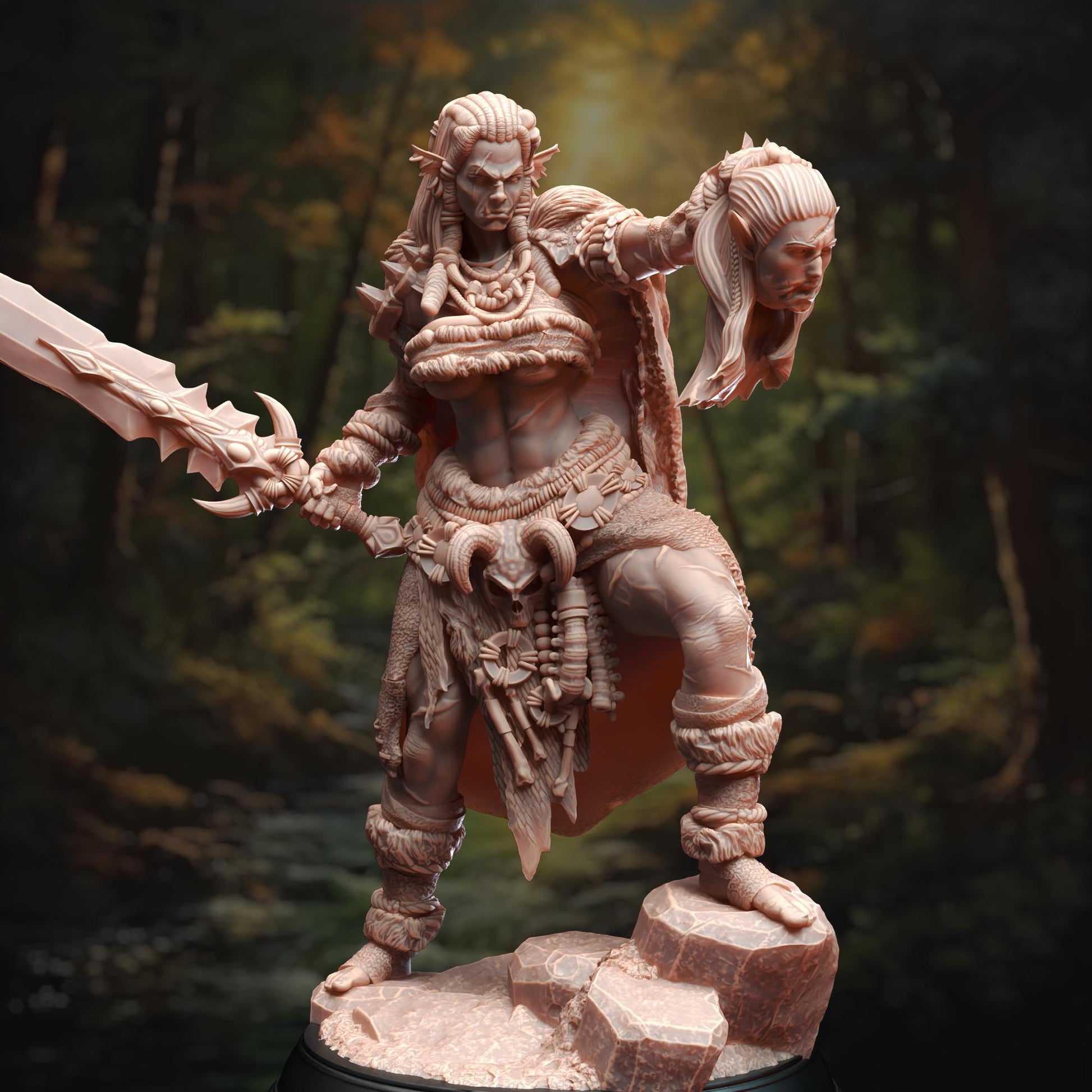 Female Ork Figther Brakaza | Painting | 3D printed | D&D | Dungeons and Dragons | Gift | RPG | Tabletop | Wargaming | 32mm | DM Stash