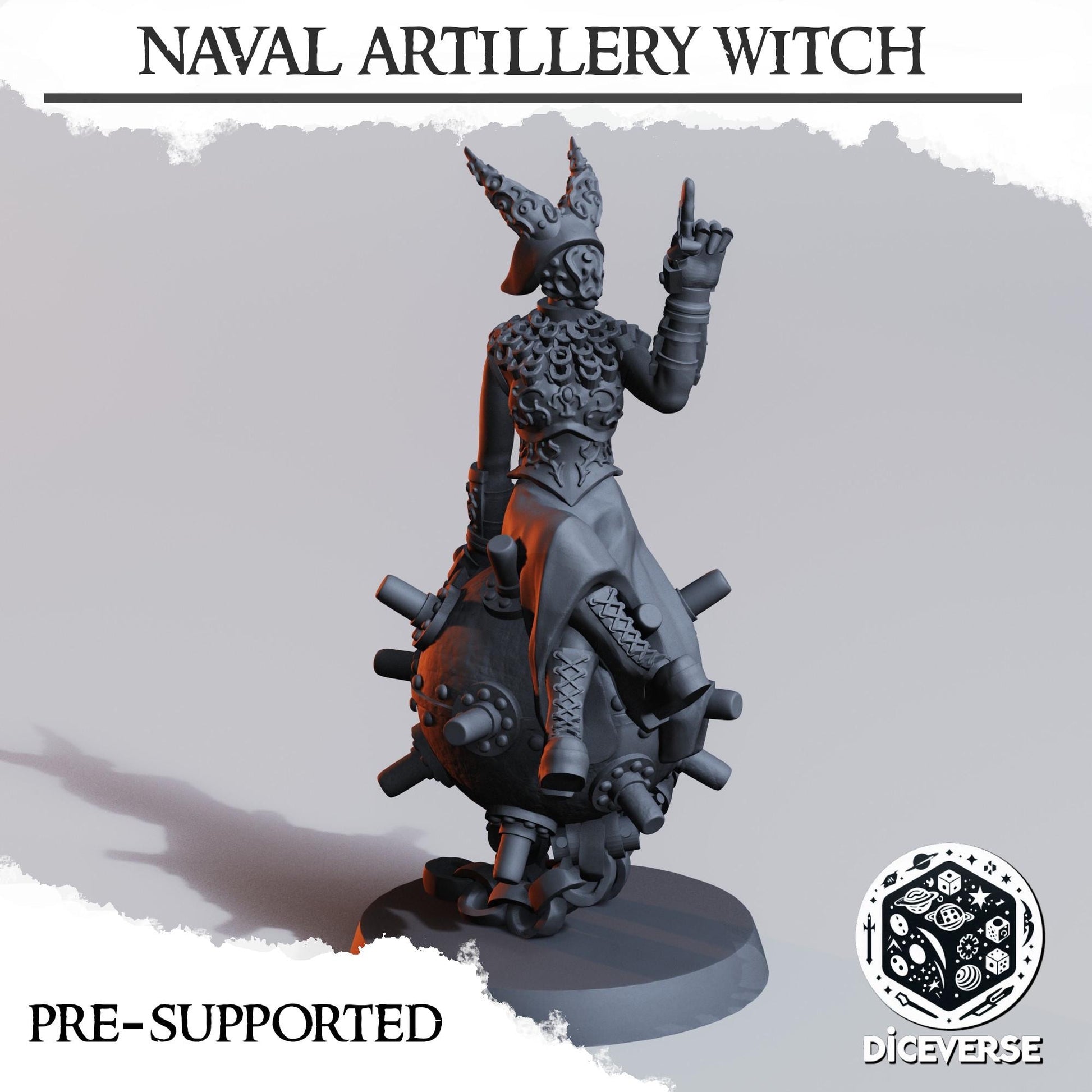 Naval Artillery Witch | Wargaming | Tabletop | 3D printed miniature | Trench Crusade compatible |" Pilgrim