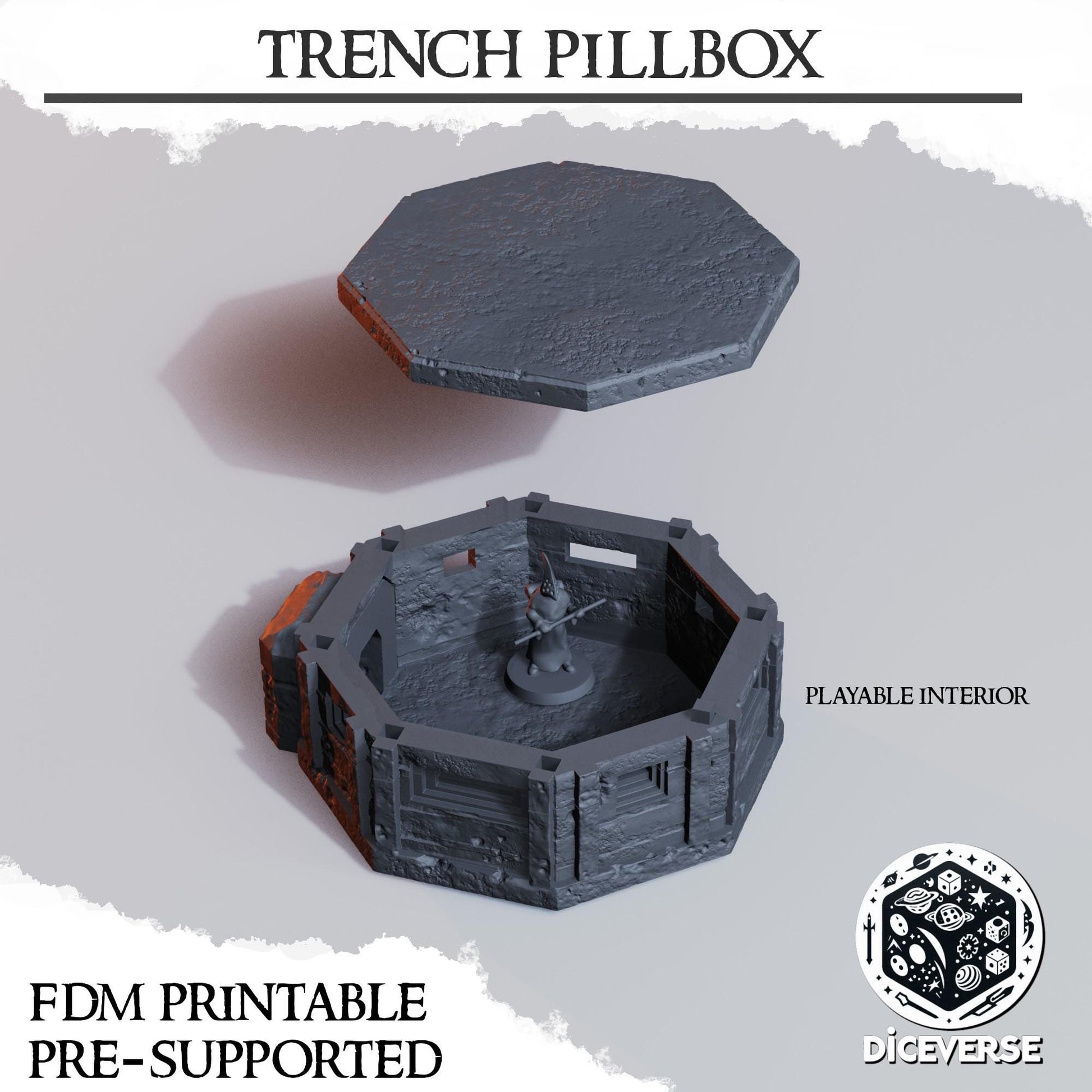 Pillbox | Wargaming | Tabletop | 3D printed miniature | Trench Crusade compatible | Pilgrim